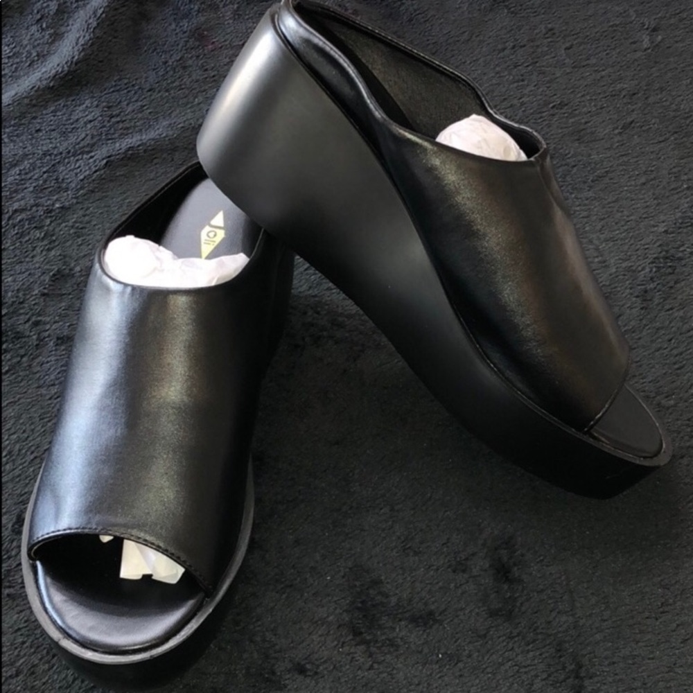JOLIMALL Peep Toe Muffin Wedge Slippers